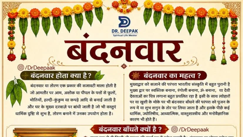 बंदनवार का महत्व: घर के मुख्य द्वार पर तोरण बांधने का रहस्य