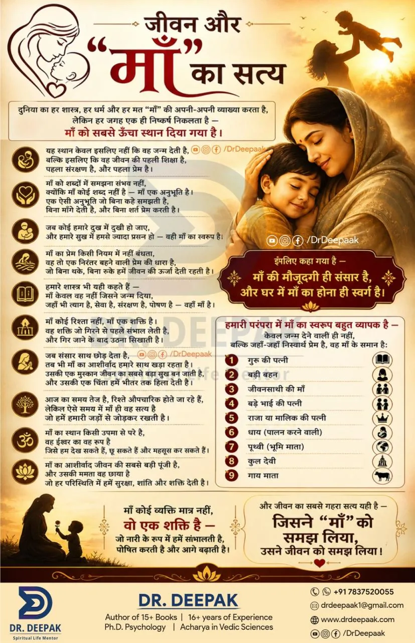 माँ का सत्य: जीवन में मातृ शक्ति का महत्व — इन्फोग्राफिक